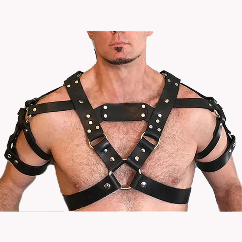 

Harness Mens Chest Bondage PU Leather Gay Erotic Lingerie Body Cage Adjustable Fetish Clubwear Sexy Punk Rave Cosplay Tops