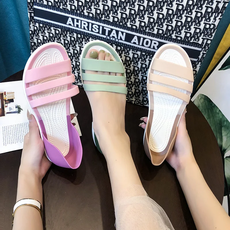 

Sandals Women Summer Flat Sandals 2022 Open Toed Sandals Candy Color Casual Beach Shoes Out Door Female Ladies Sandals