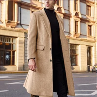 autumn winter mens coat solid long sleeve woolen jackets fleece men overcoat streetwear fashion long trench outerwear