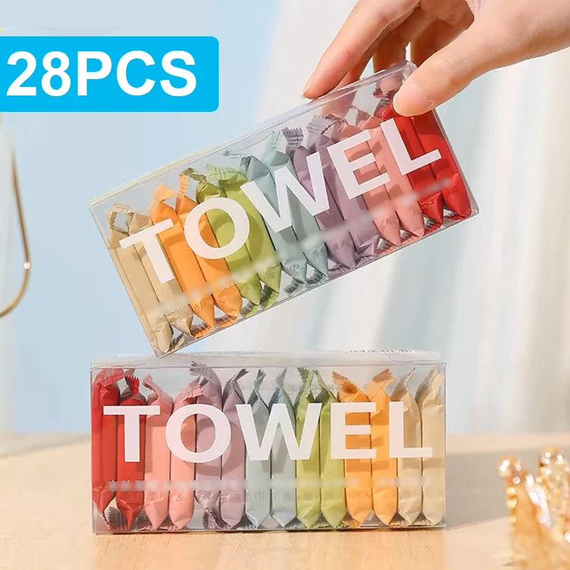 

28/14/7 Упаковок Портативных Полотенец Для Лица — Одноразовые Полотенца Из Чистого Хлопка Для Очищения Лица