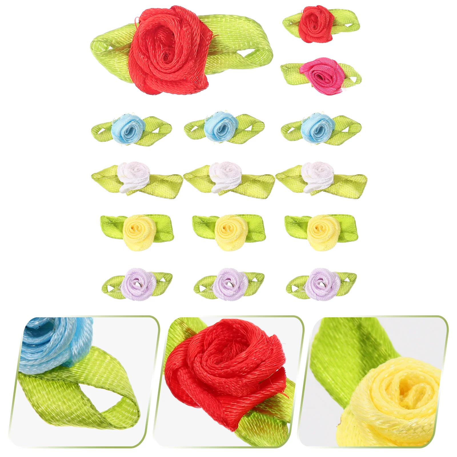 

Rose Flower Ribbon Flowers Mini Bows Wedding Appliques Bow Satin Craft Fake Table Artificial Diy Multicolor Crafts Supplies