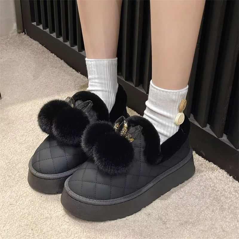 

Sequins cute winter plus fleece warm boots Vintage Fox Fur boots Handmade custom fur all-in-one boots women's 35-40