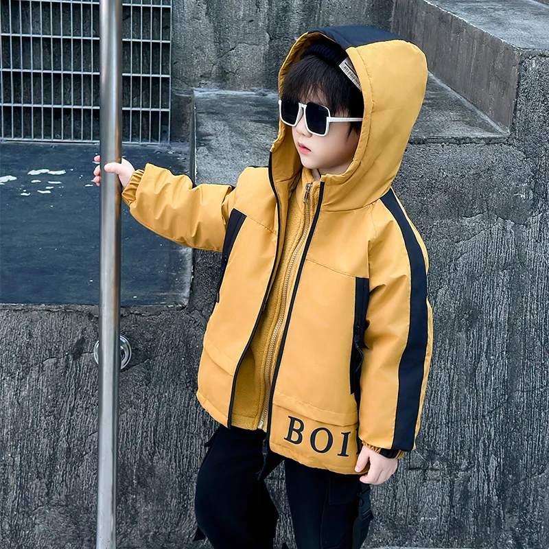 Children's Cotton-padded jacket Boys' Jacket 2024 New Clothing Three-in-One Fleece-lined Liner Winter clothes Quil...
