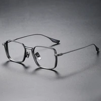 luxury 100 pure titanium glasses for men anti blue handmade glasses wide frame for men big face retro oversized reading glasses