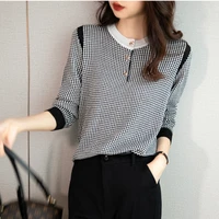 sweater mujer check sweater womens autumn new slim fit round neck top fashion style women pullover feminina y2k clothes 22h