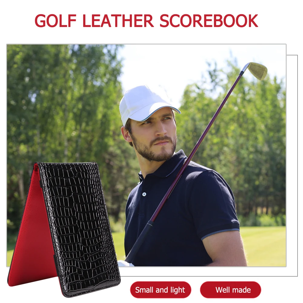 

1pc Golf Scorecard Holder Pu Crocodile Leather Yardage Book Golf Score Wallet Golf Score Card Pocketbook Golf Gift Accessories