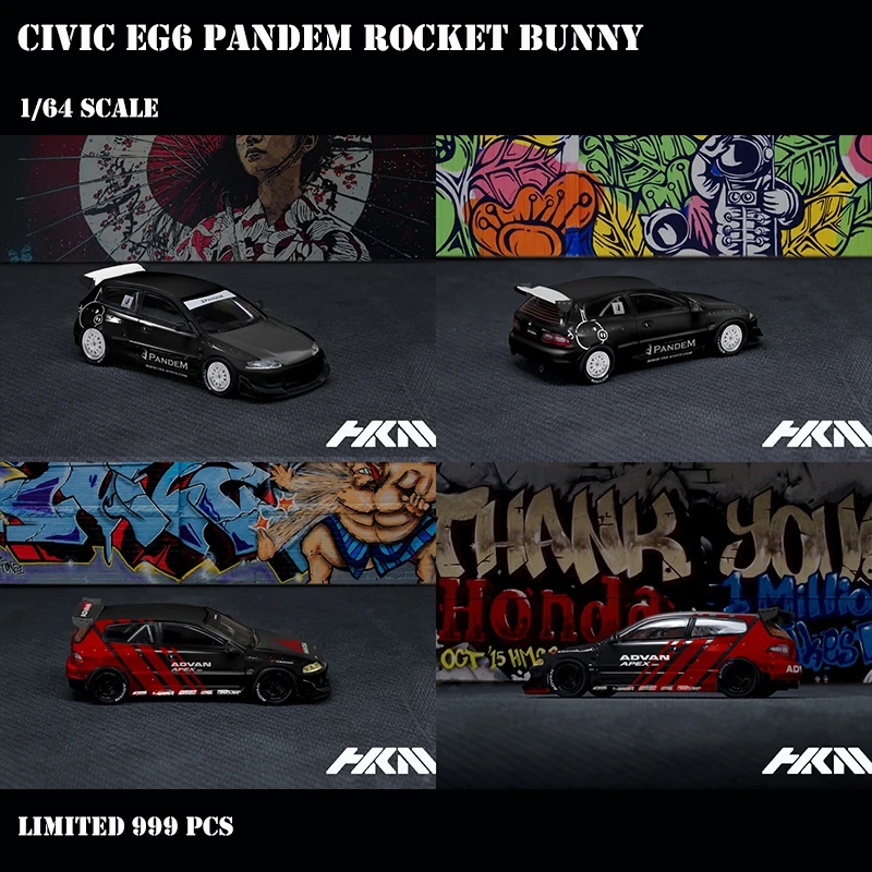 

HKM 1:64 модель автомобиля Civic EG6 Pandem Rocket Bunny широкополосный Advan Coating Limited 999 шт.