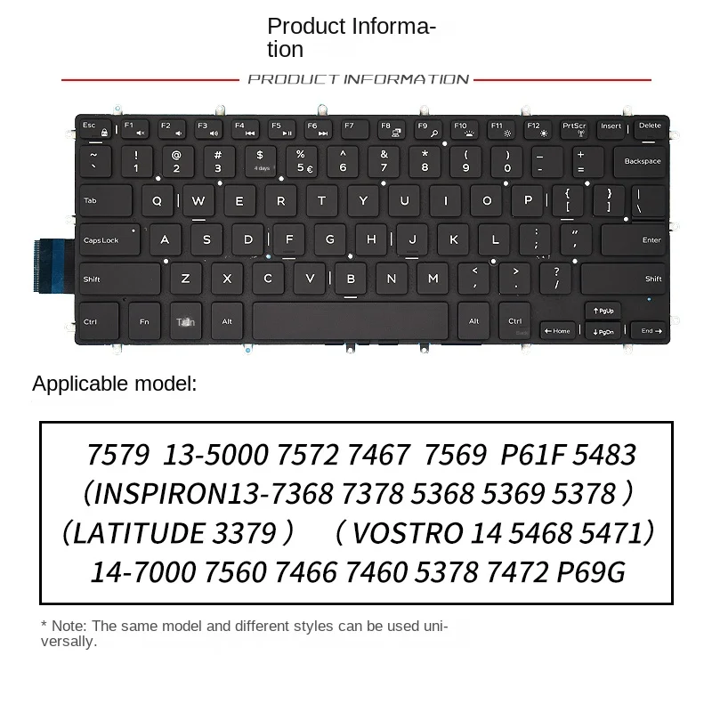

Suitable replacement for DELL 7378 7460 7466 7569 7579 7368 7000 13-5000 5368 Laptop keyboard