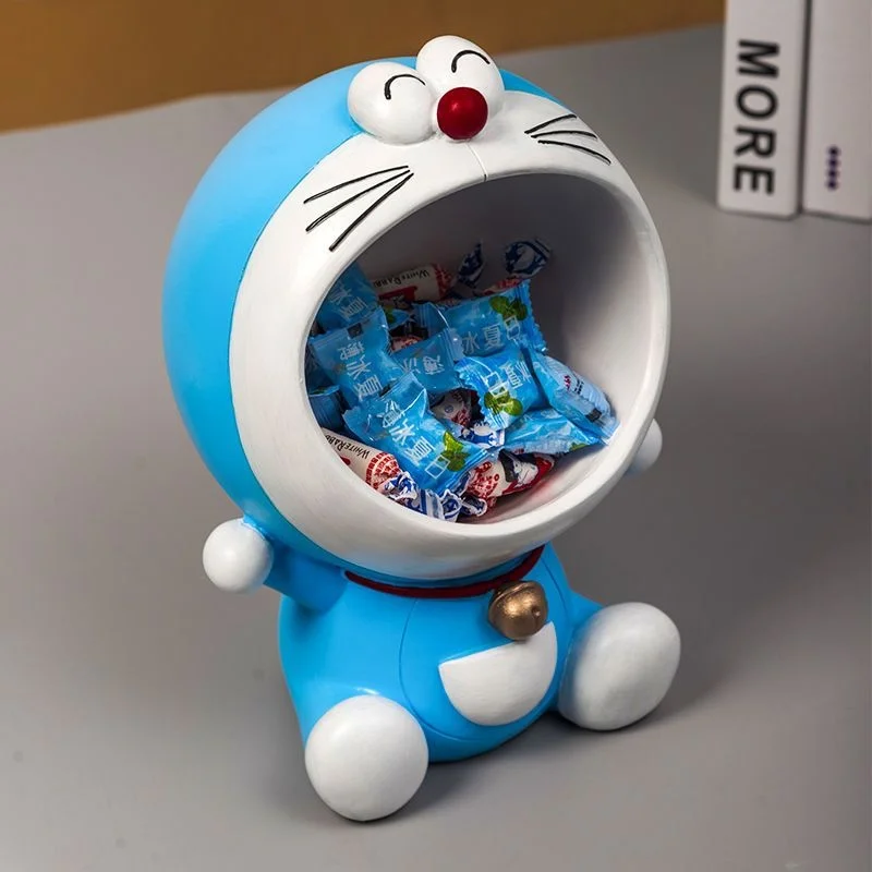 

Kawaii Cartoon Blue Cat Keys Storage Box Big Mouth Doraemoned Statue Anime Organizer Sculpture Desktop Ornaments Home Decor Gift