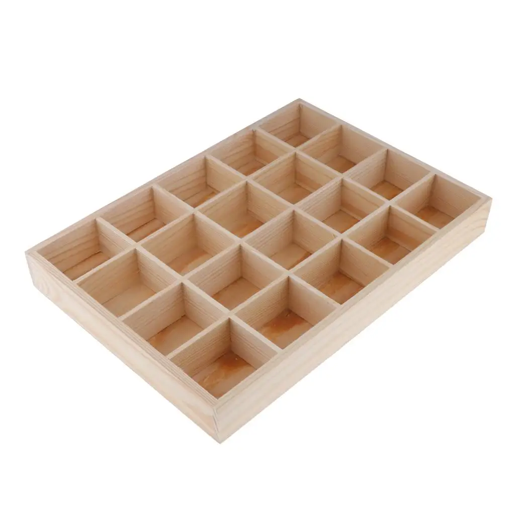

20 Grids Unfinished Wood Jewelry Display Trays Stackable for Necklace Bracelet Ring Showcase, Empty Plate