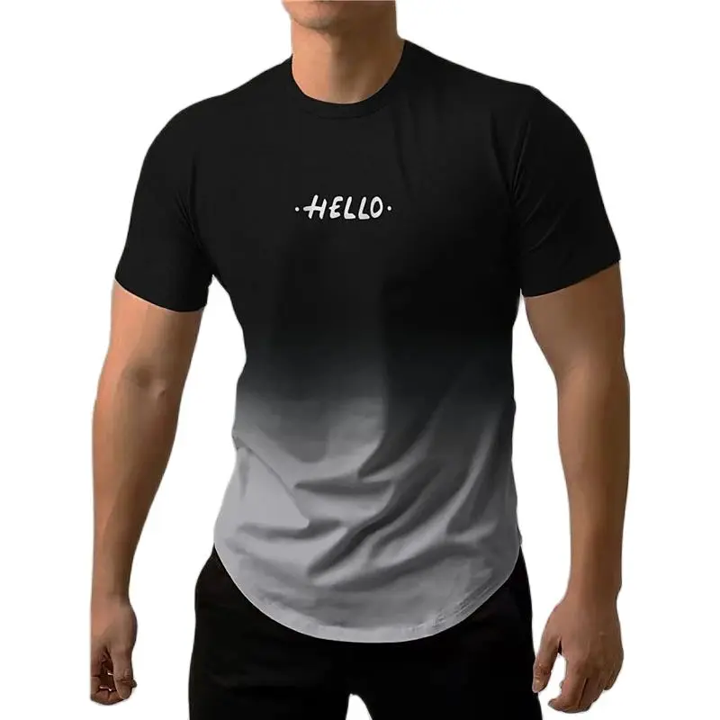 

Fashion Letter Printed T Shirt For Men Contrast Gradient Harajuku Short Sleeve Tops Leisure O-neck Tracksuits Oversized T-shirts