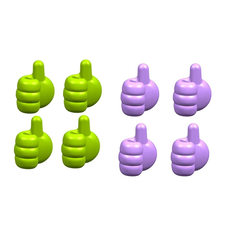 

8Pc The Multifunctional Clip Holder Mask Clip Thumb Clip Door Wall Hangers Hooks For Home Handing Hat Tie,Green & Purple