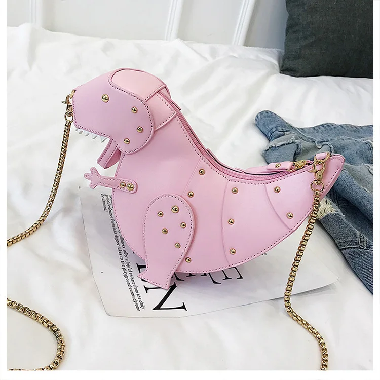 

Женские кошельки и сумочки с заклепками в виде динозавра, сумка на плечо с цепочкой, дизайнерская маленькая сумка через плечо, женский клатч из искусственной кожи