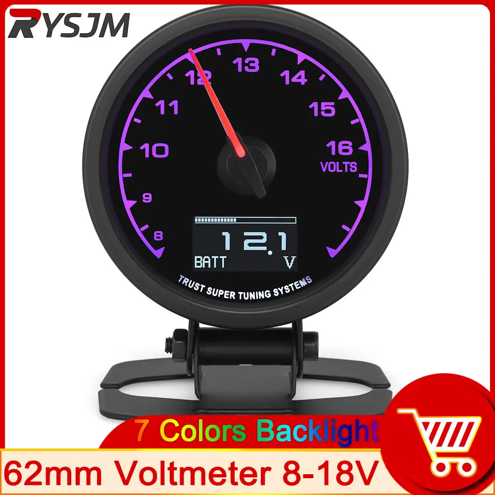 Универсальный водонепроницаемый вольтметр 62 мм 8-16 В с 7-цветным индикатором