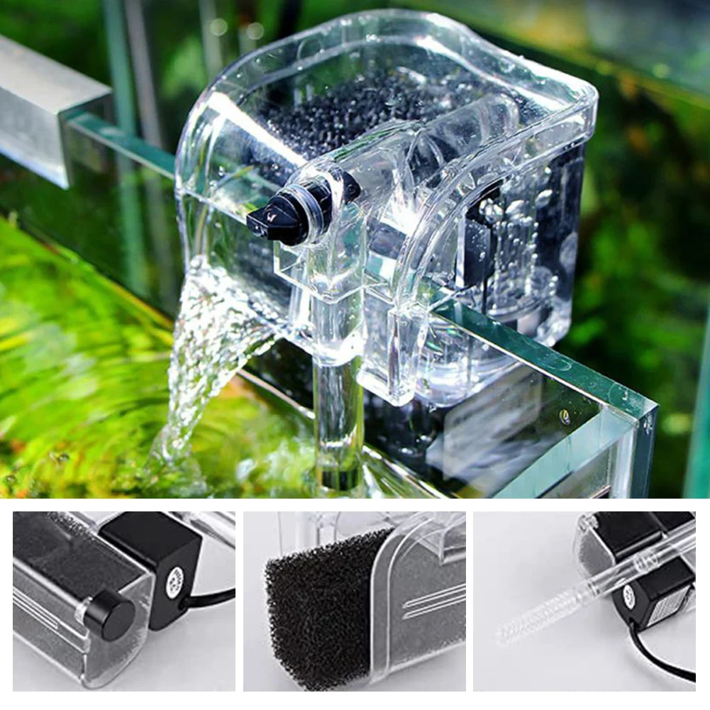 

Fish Tank Filter Aquarium Hang on Filter Waterfall External Oxygen Pump Water Filter Small Submersible Mini Aquarium Accessories