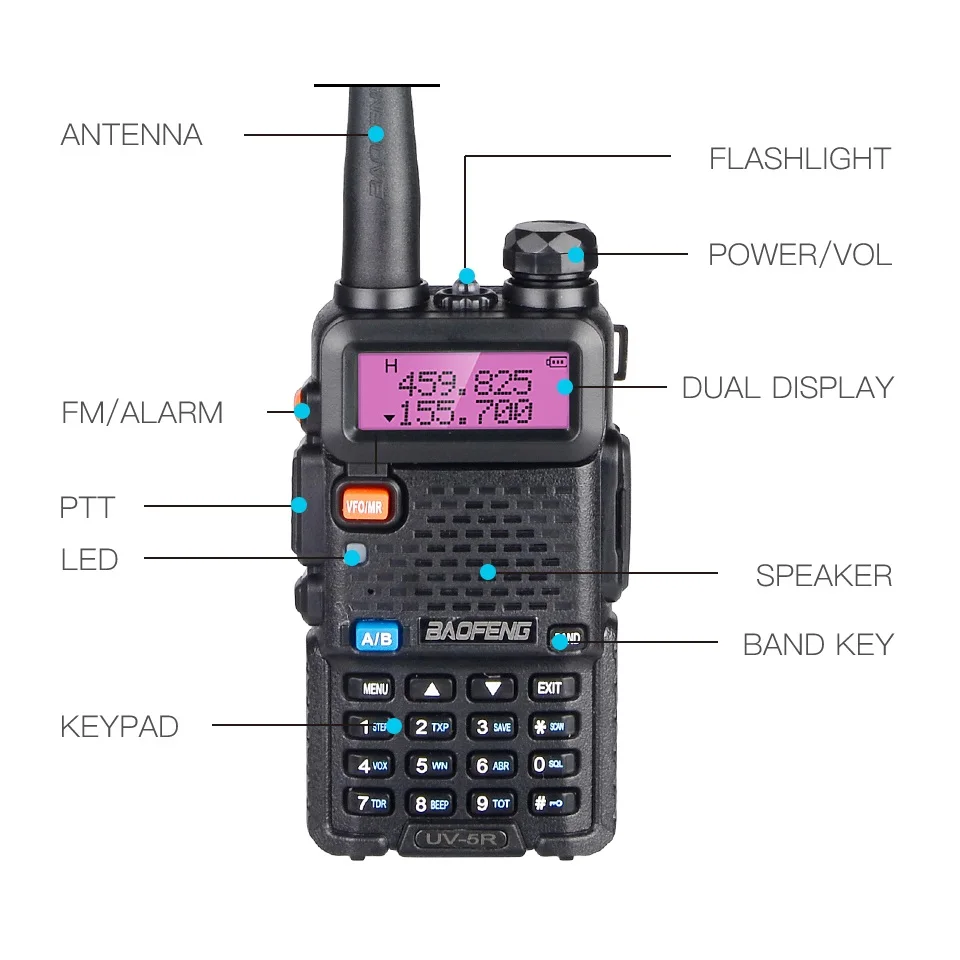 Free Shipping BAOFENG uv5r 8w Walkie Talkie Scanner Radio Station VHF UHF Ham CB Radio Amateur hf Transceiver UV-5R for Truckers