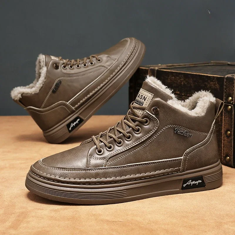 Snow Sport Boots for Men Lace Up Platform Sale Brands Fur Casual Winter Sneaker Shoes Man Comfortable Waterproof Work Offer