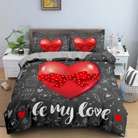 red love heart printed duvet cover my love bedding set quilt cover with pillow case valentine%e2%80%98s day comforter set for adult