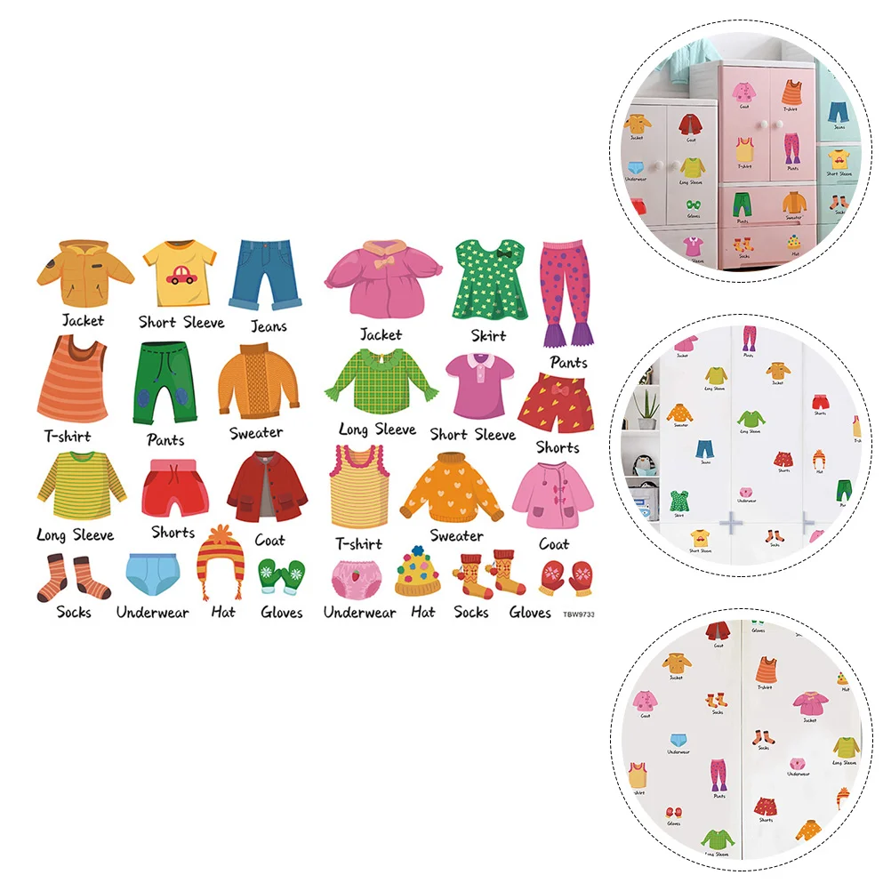 

Label Sticker Removable Clothes Organization Kids Dresser Clothing Decals Wardrobe Lable
