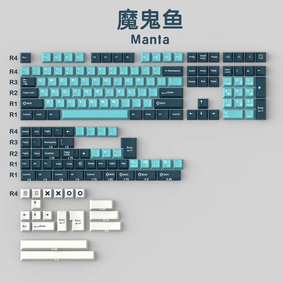 

GMK Clone 9009 Olivia Manta Mizu Bingsu Double Shot 6.25U 7U Spacebar For MX Switch Mechanical Keyboard 6.25U 7U Spacebar IOS