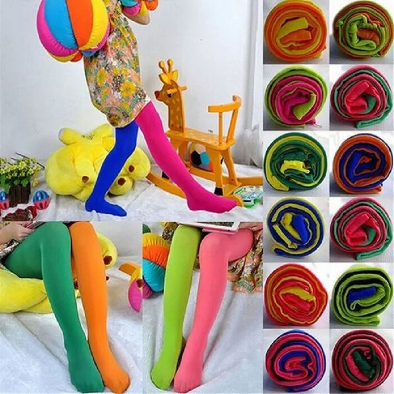 

Candy Color Mixed Tights for Girls Patchwork Baby Stretch Trouser Skinny Pants Kids Dance Pantyhose Stocking 3-9Y