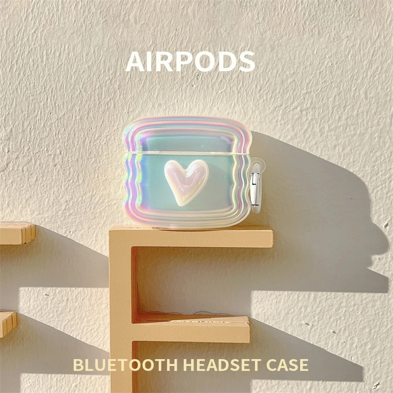 

2022 New Ins Net Red Laser Heart Apple Bluetooth Headset Case for Airpods 1 2 3 Airpods Pro Pro2