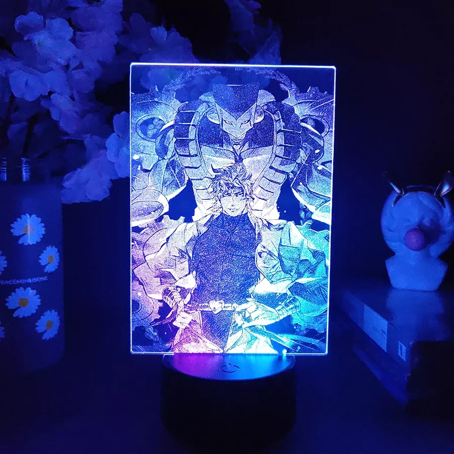 

Cool Two Tone Anime Lamp Bizarre Adventure Dio Brando Figurine Two Tone Led Light Manga 3D Table Lamp Kids Birthday Present