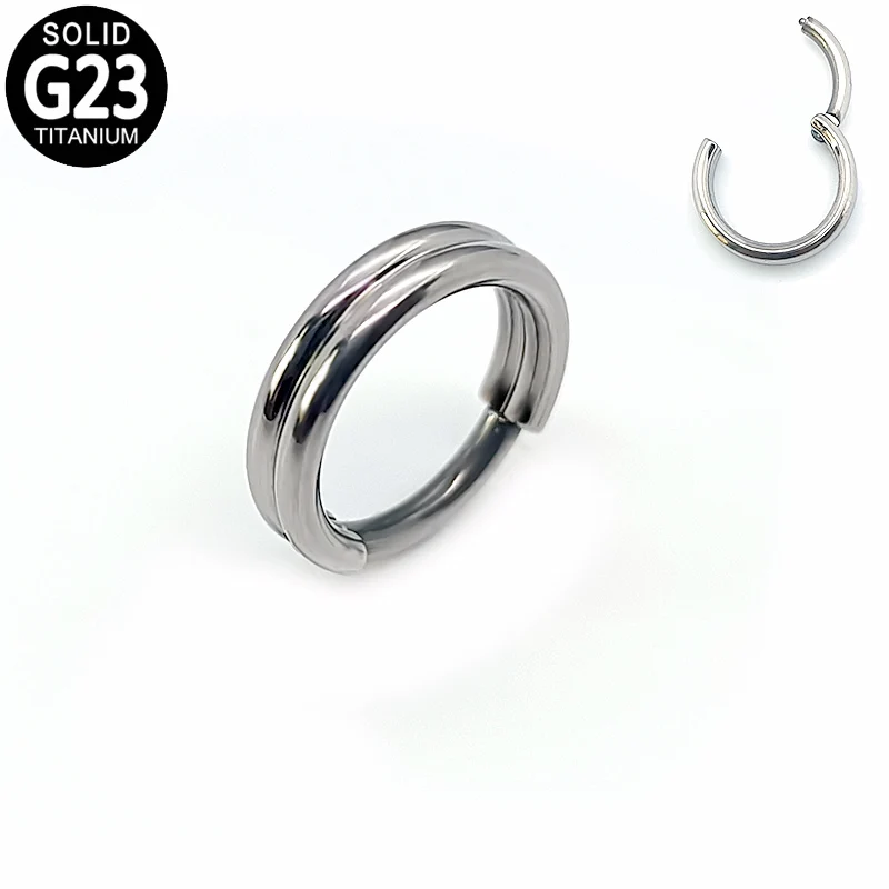 

G23 Titanium Nose Ring Piercing Septum Clicker Double Lined Cuts Hinged Segment Daith Helix Ear Tragus Cartilage Earring Jewelry