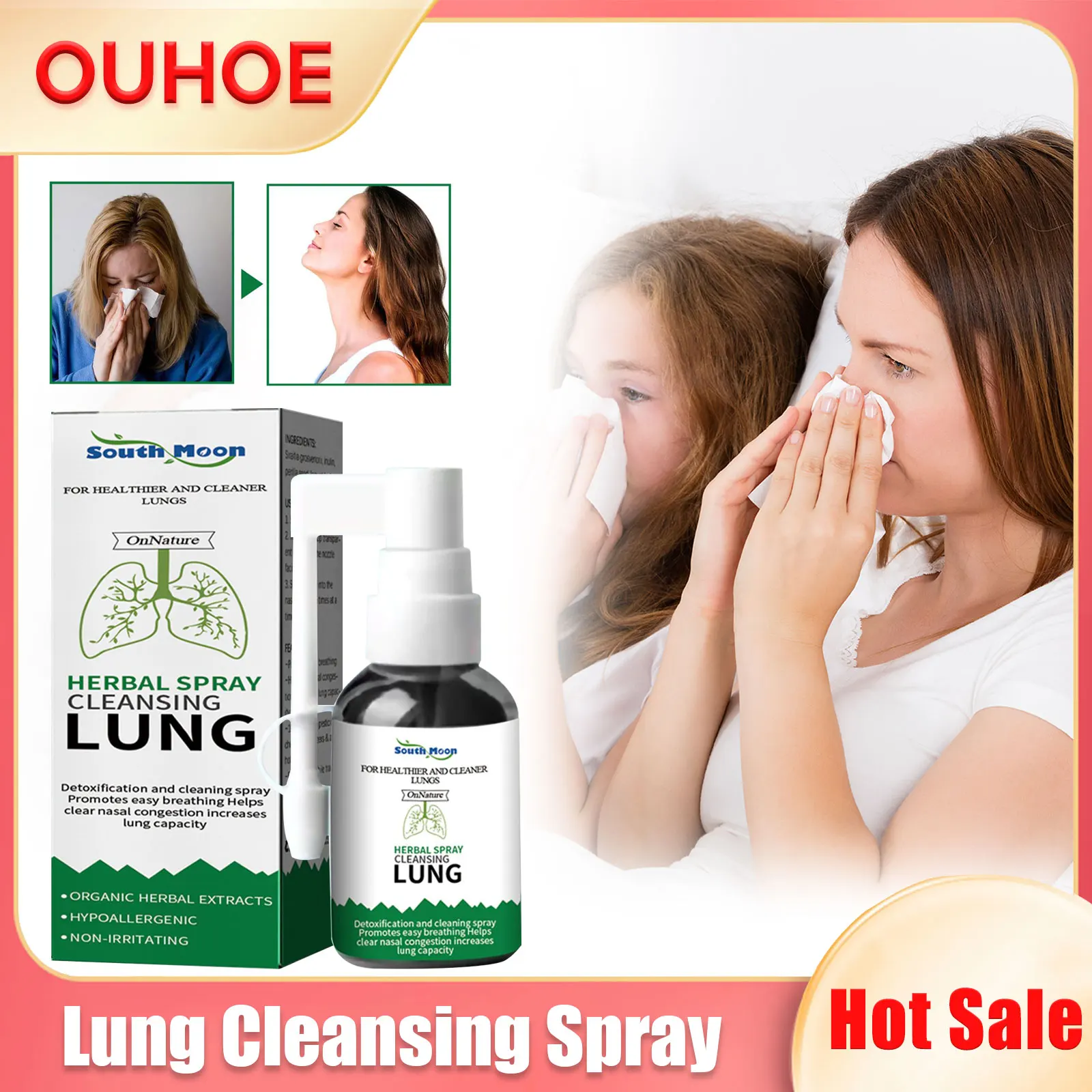 

Clear Nasal Congestion Spray Relieve Nose Discomfort Improve Allergies Asthma Prevent Respiratory Diseases Lung Cleansing Spray