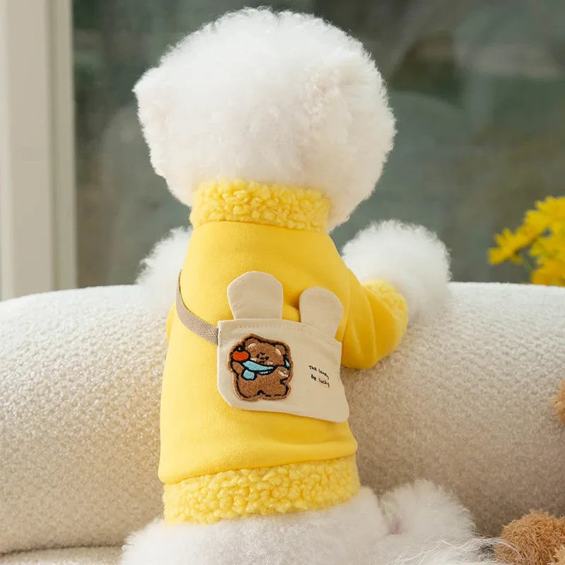 Pet Sweater Autumn Winter Warm Clothes Cute Satchel Small Dog Pullover Puppy Coat Solid Color Shirt Fashion Accessories Poodle