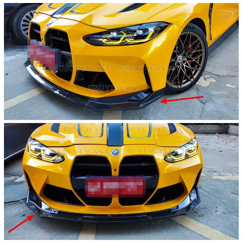 

For BMW G80 G82 G83 M3 M4 Car Styling Body Kit Spoiler Duck Lip Guard Cover Real Dry Carbon Fiber Front Bumper Lip Splitter 3PCS