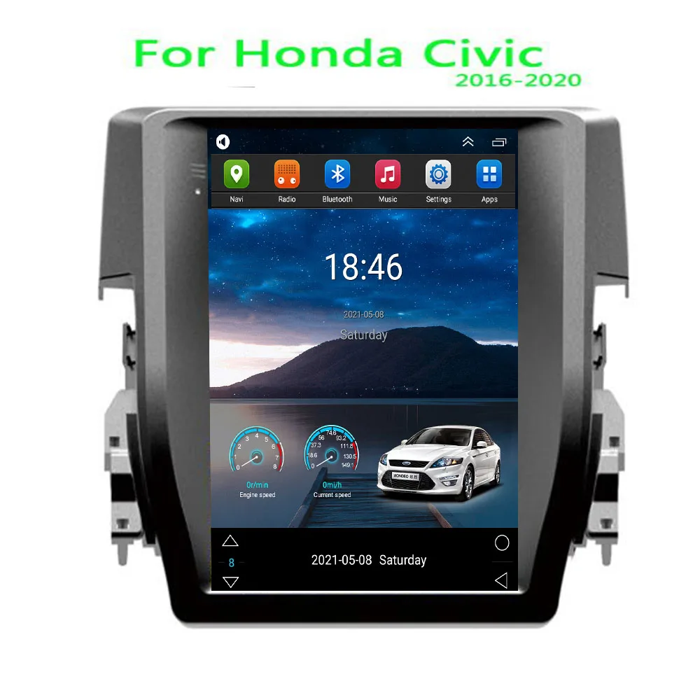 

8Core 4G Car Radio Multimeda For Honda Civic 2015-2020 Android 12 Auto Carplay Stereo gps Navigation 2 din Tesla Style