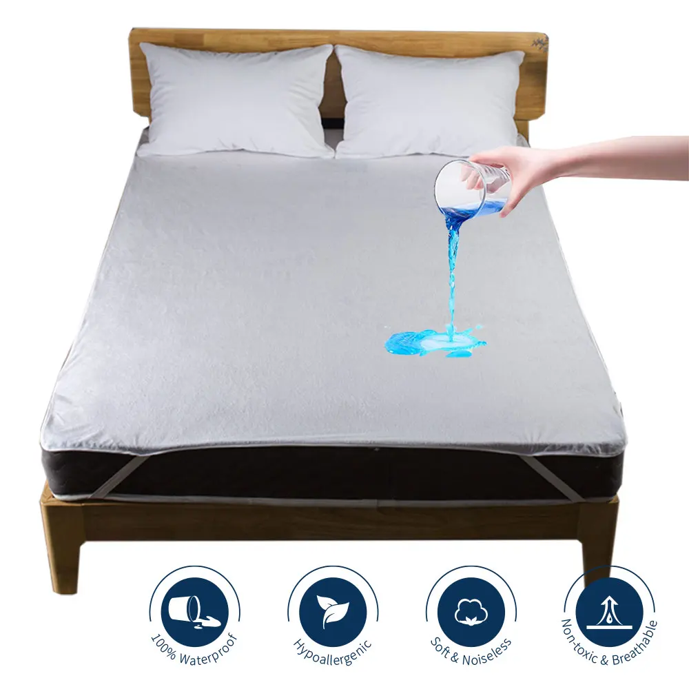 

Waterproof Bed Sheet For Mattress Pad & Topper With Band Bed Protector Cotton Terry Waterproof Mattress Protector Bed Bug