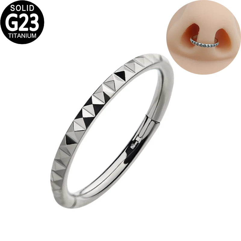

G23 Titanium nostril Piercing Earring nose rings hoop Side Facing Pyramid Cut Helix Cartilage Tragus nose studs Septum Jewelry