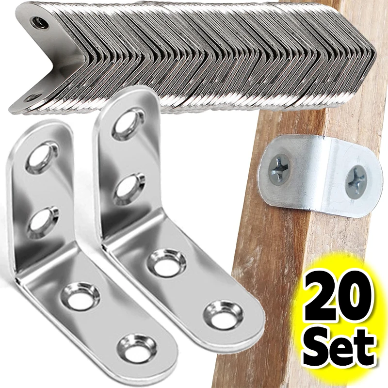 

L-образные кронштейны из нержавеющей стали с винтами, 90-градусный прямоугольный угловой кронштейн, крепеж для разъема двери шкафа, полки