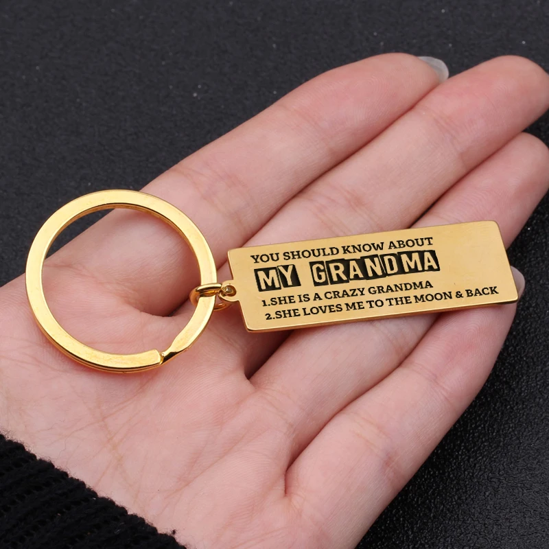Mother's Day Gift Fashion Charm Keychain YOU SHOULD KNOW ABOUT MY GRANDMA SHE IS A CRAZY And LOVES ME TO THE MOON &amp BACK |