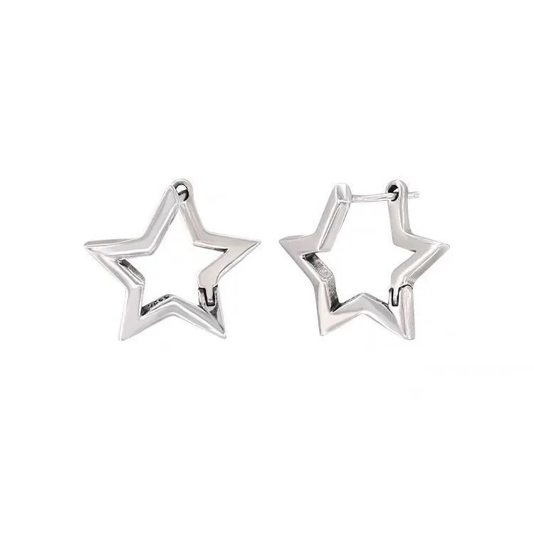 Геометрические полые серьги-гвоздики в виде звезд для женщин роскошные модные