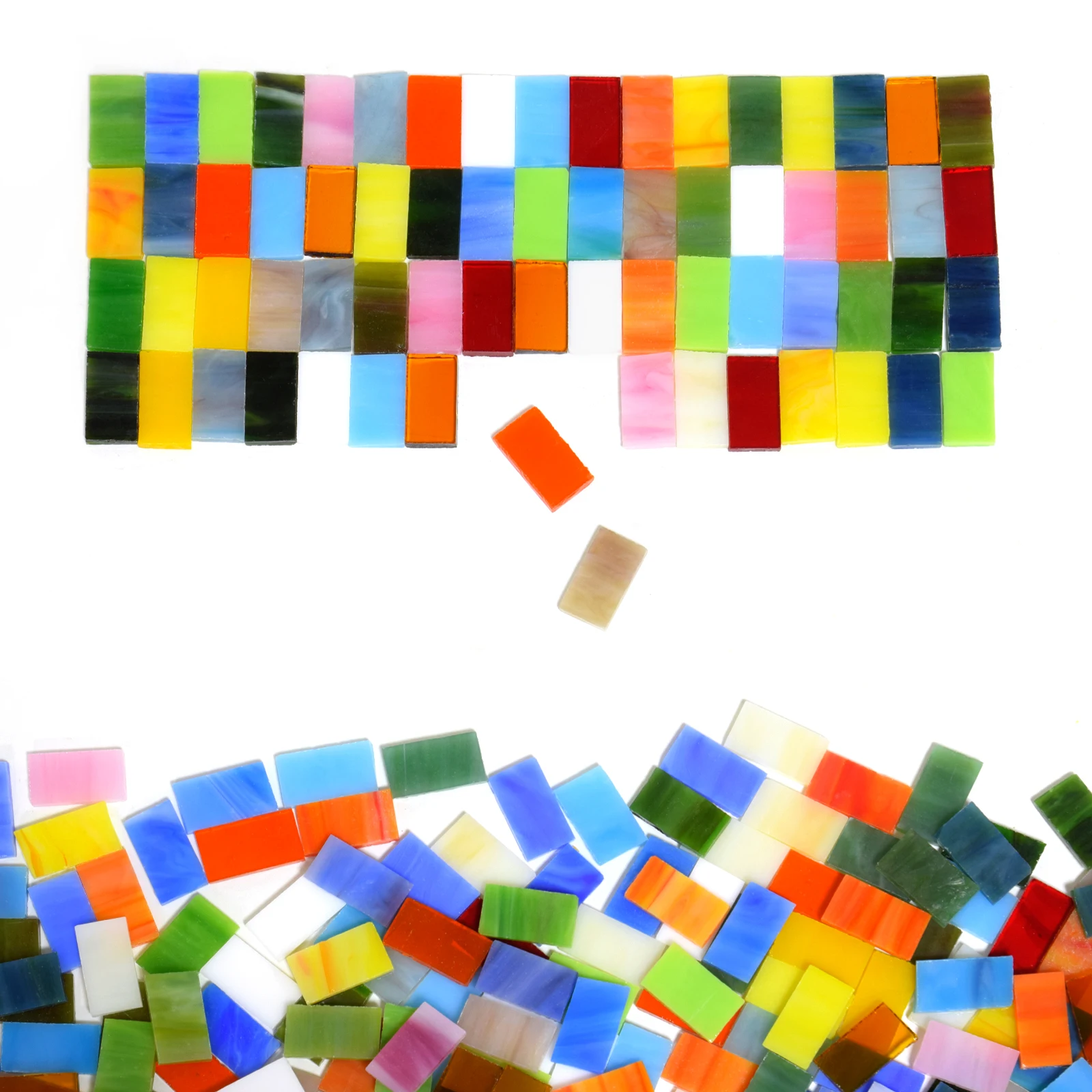 

500g rectangular 1X2CM mixed stained glass shards DIY mosaic tiles for crafts, colored stained glass pieces for mosaic items