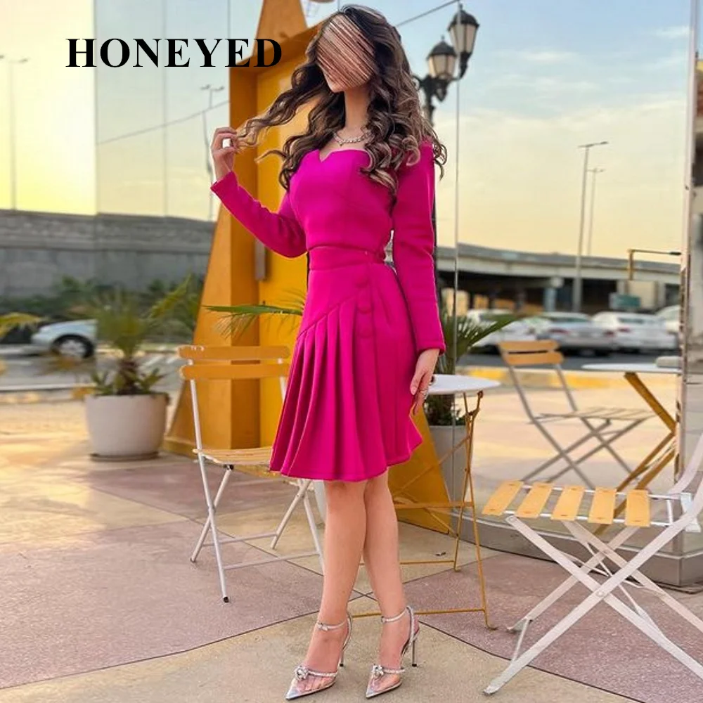 

Honeyed Rose Pink Square Collar Evening Dress MermaidTiered Pleated Prom GownKnee Length Party Gowns For Formal Occasion Dresses
