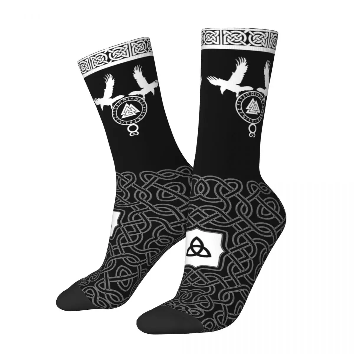 

Valknut II Huginn And Muninn Vikings Ragnar Lothbrok TV Series Drawstring Socks Gym Pattern Socks harajuku Men Happy hip hop