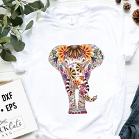 womens t shirt basic cute elephant printing fashion 90s watercolor short sleeve lady clothing tops tee female tshirt t shirt