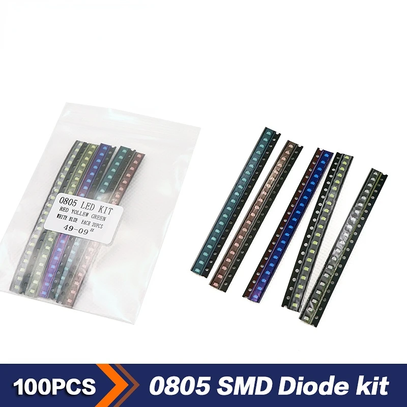 

100PCS SMD LED Light Diode 0805 Red Yellow Green White Blue Light Emitting Diodes DIY Electronic kit