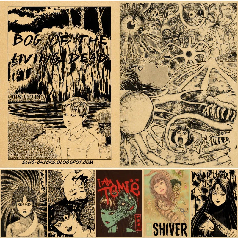 

Настенные плакаты Junji Ito, настенные бумажные плакаты, настенные плакаты, Декор для дома, спальни, аниме плакаты, бумага для рисования