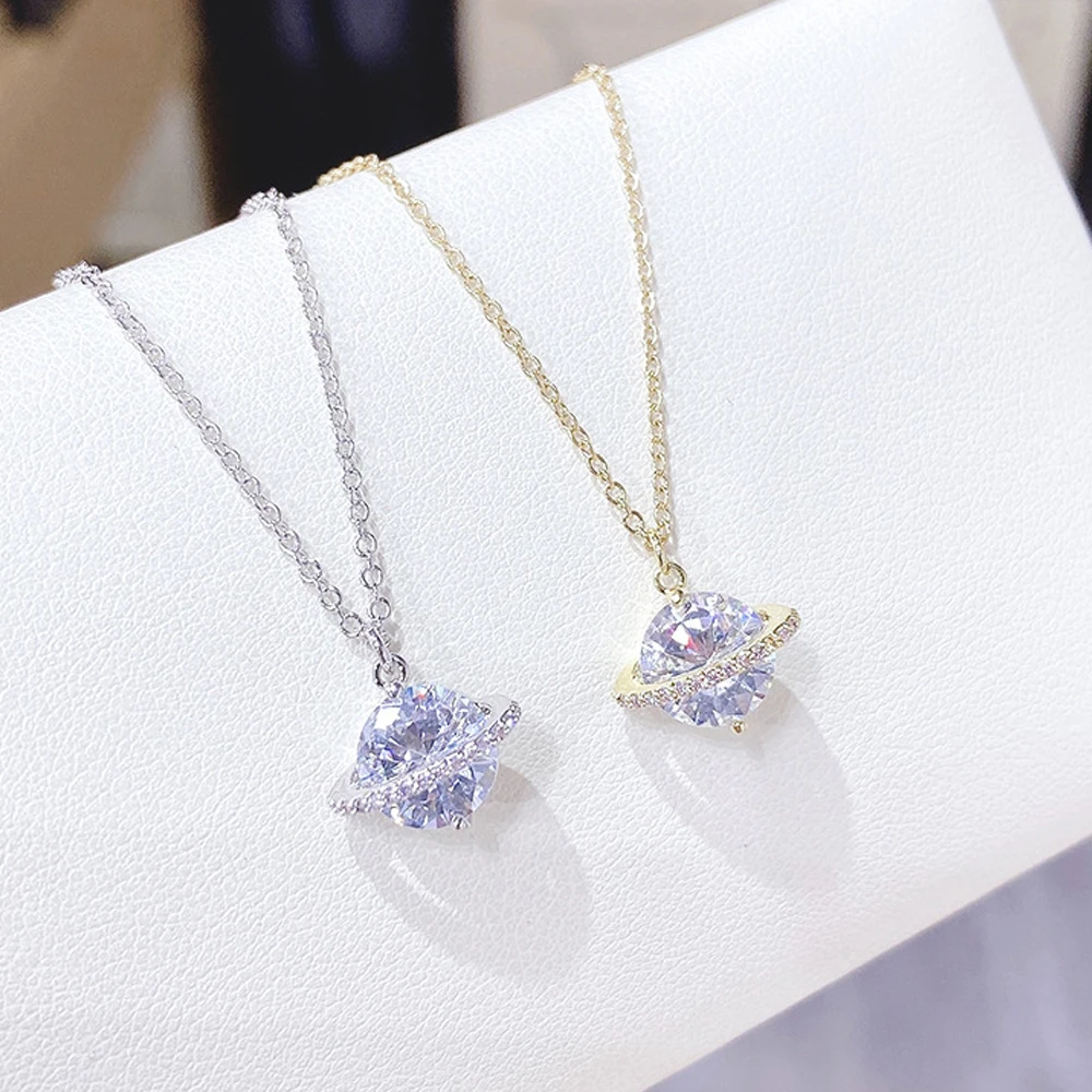 

Trend Shiny Creative Women's Necklace Micro-set Zircon Stars Clavicle Chain for Girls Charms Planet Pendant Choker Jewelry Gifts