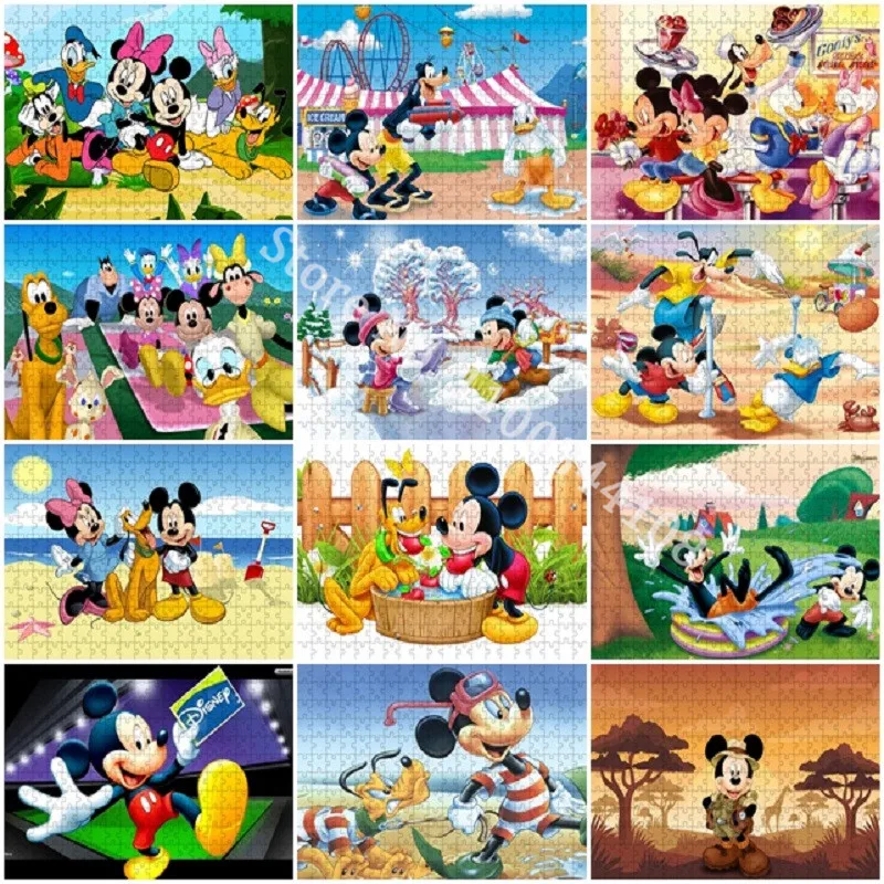 

Disney Mickey Minnie Mouse Donald Duck Jigsaw Puzzles for Adults Cartoon Puzzle Toys Kids Educational Intellectual Games