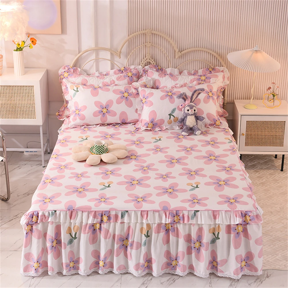 100% хлопок нескользящий наматрасник для юбки кровати мягкое покрывало