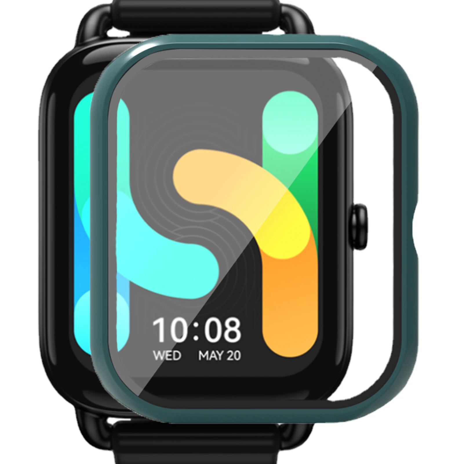 

Smart Watch Tempered Glass Screen Protector Lightweight 2 In 1 Protective Case Full Cover Cases For RS4 / RS4 Smart Watch