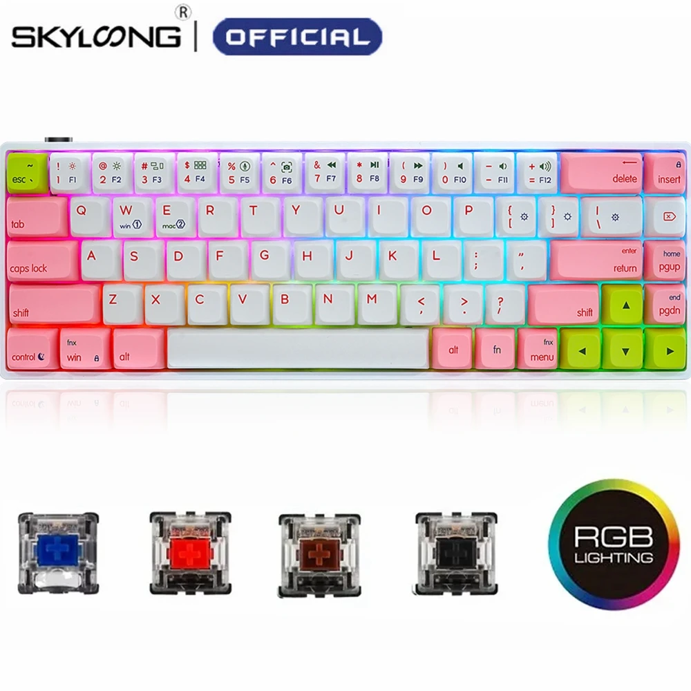 

SKYLOONG SK68 Mechanical Keyboard Hot Swap RGB 68 Keys PBT GSA Keycaps Programmable Macros Wired Gaming Keyboards For Mac Win PC