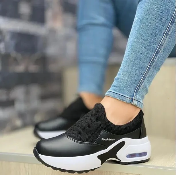 

2022 NEW Women's Vulcanize Shoes Platform Solid Color Flats Ladies Shoes Casual Breathable Wedges Ladies Walking Sneakers