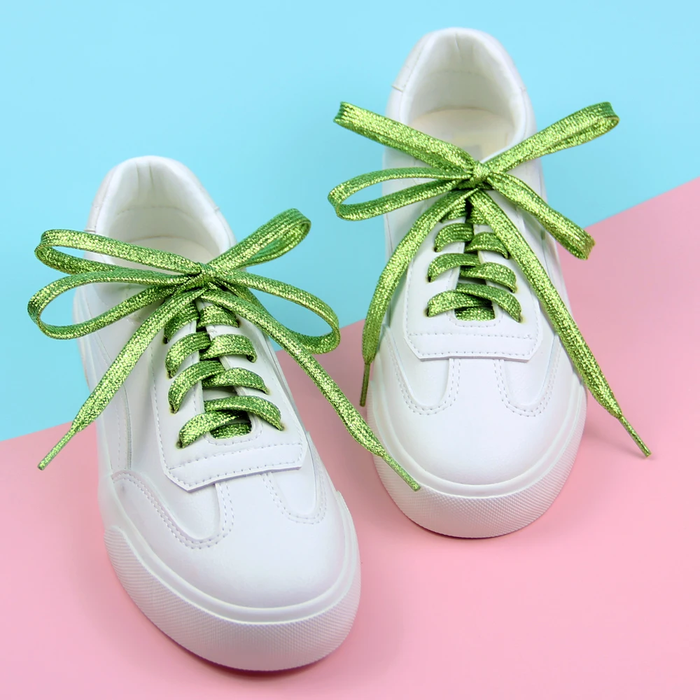 

1 Pairs Women Flat Golden Silver Shoe Laces Super Long Daily Party Camping Shoelaces Growing Canvas Strings Flat Laces